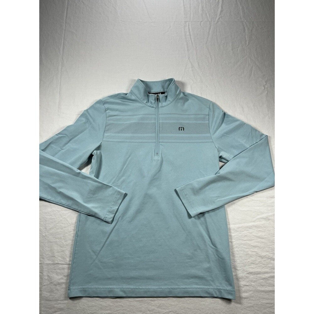 TravisMathew Pebble Beach Golf Quarter Zip Pullover Small Blue Embroidered Logo